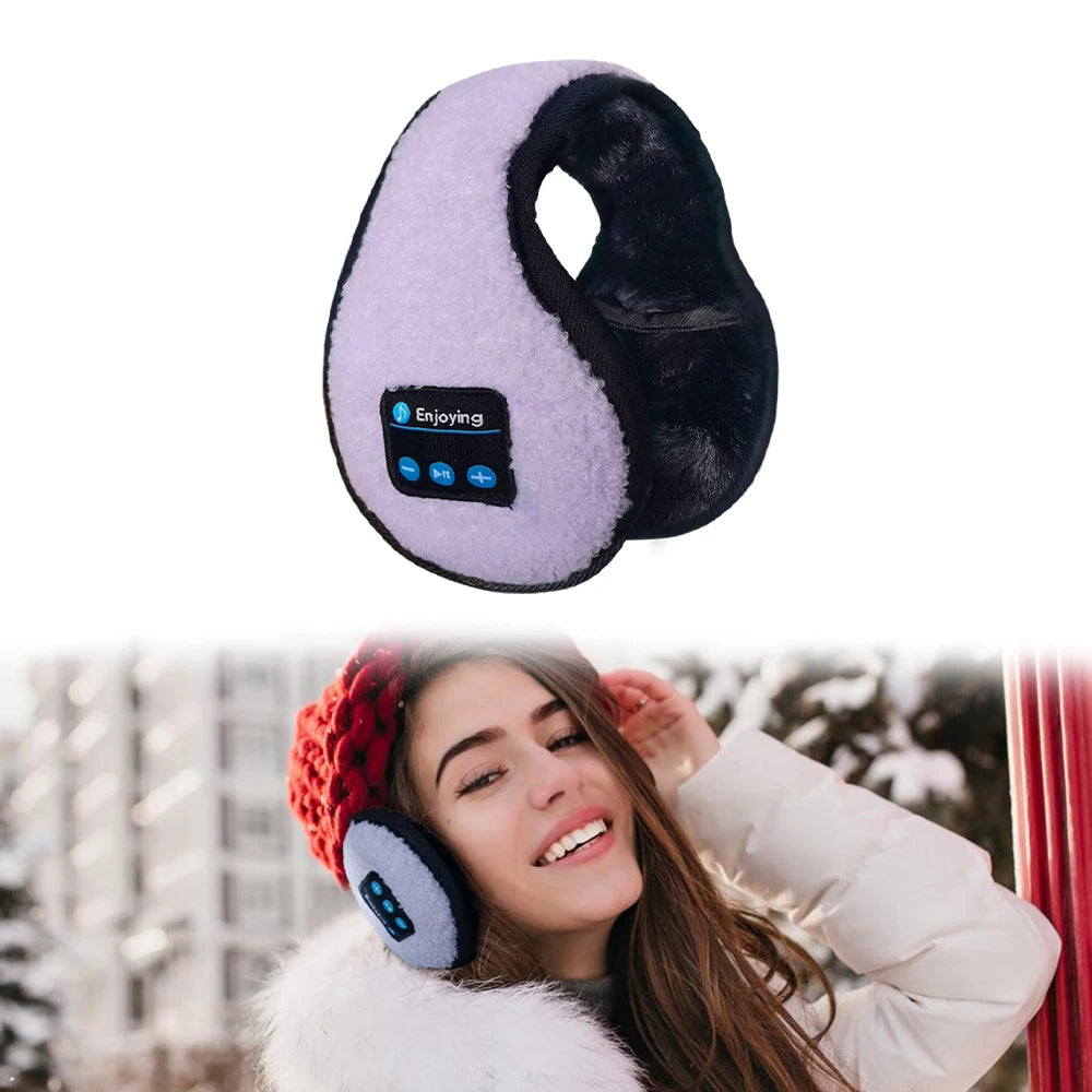  Bluetooth Earmuffs Winter Ear Warmer with Headphones, Warm Wireless Adjustable Music Ear Muffs, Purple